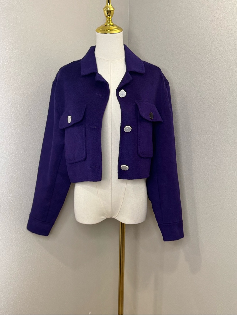 House of Harlow 1960 Purple Cropped Wool Blend Jacket Shacket NWT Women’s XS
